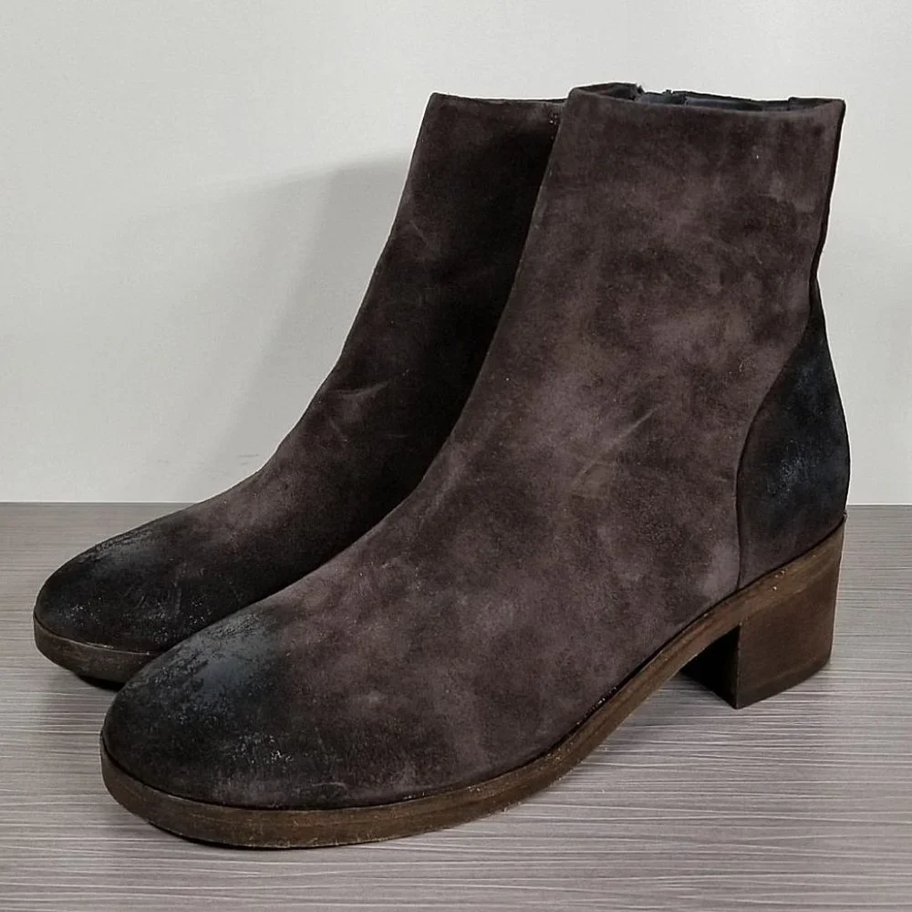 Vince 'Ruth' Block Heel Bootie, Peat (Brown) Suede, Womens Size 5.5 / 35.5 - Picture 1 of 9
